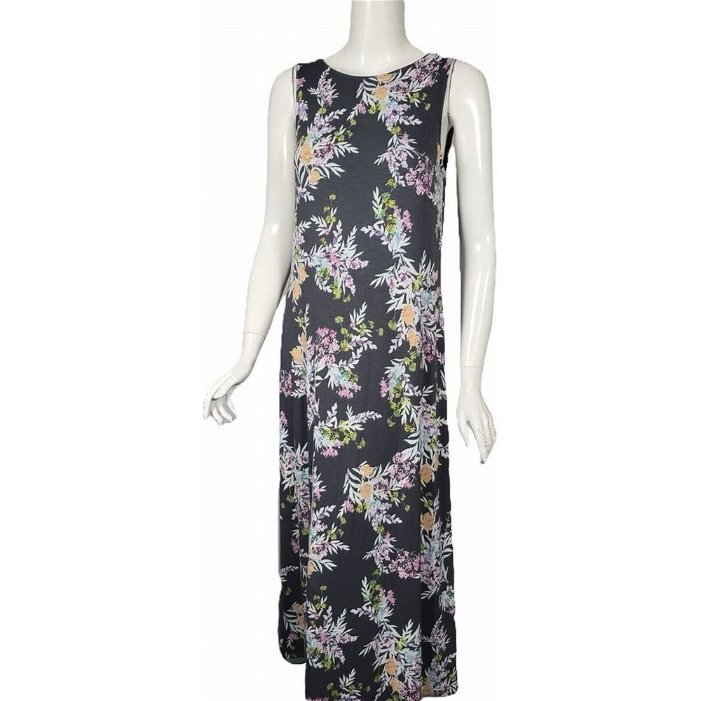 J. Jill Gray Floral Maxi Dress Size L NWOT